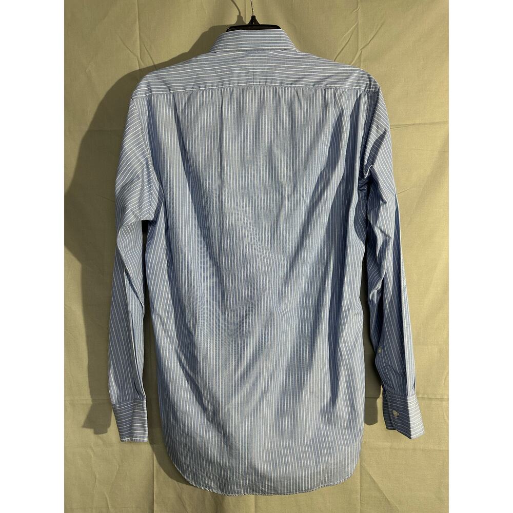 Vintage Ben Silver Shirt Men Large 14.5 33 Blue Striped Spread Button Charleston - Picture 3 of 6